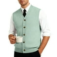thumbnail image 5 of Resicozy Men's Sleeveless Sweater Vest V-Neck Casual Knit Button Down Solid Color Cardigan Vest Light Green 3XL, 5 of 7