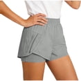 thumbnail image 3 of GUACER 2-in-1 Running Shorts for Women with Zipper Pockets, Elastic Waist Workout Athletic Shorts for Gym Sports, 3 of 4
