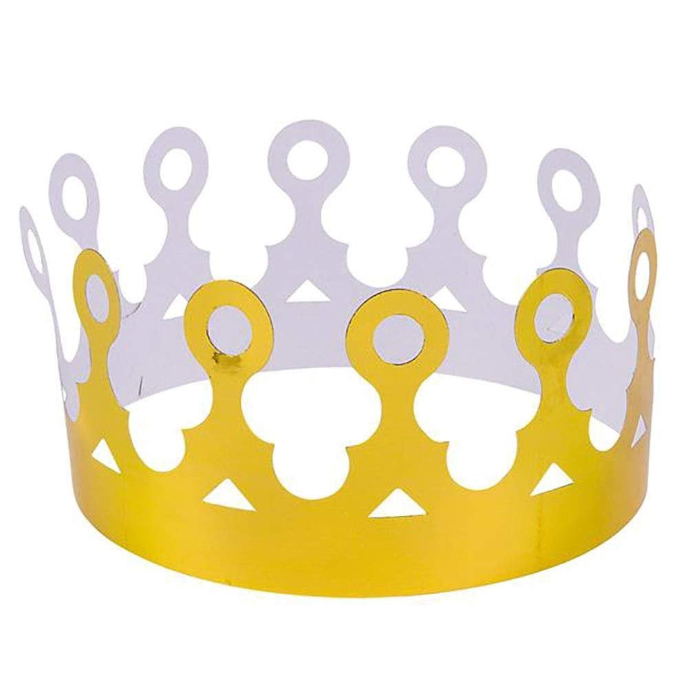 Paper Crown Party Hat - Pack of 12 Adjustable Golden Foil Headdresses ...