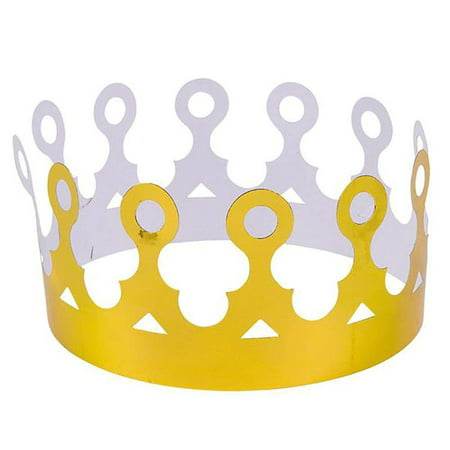 Paper Crown Party Hat - Pack of 12 Adjustable Golden Foil Headdresses for King Queen Dress-up Costume - Perfect for Prince or Princess Birthday Parties, Baby Shower, Photo Booth Accessories