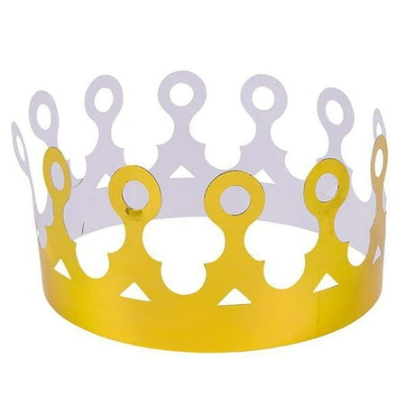 Paper Birthday Hat - Paper Crown Party Hat - Pack of 12 Adjustable Golden Foil Headdresses for King Queen Dress-up Costume - Perfect for Prince or Princess Birthday Parties, Baby Shower, Photo Booth Accessories