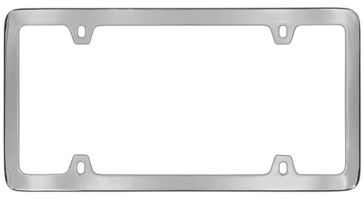 Thin Rim Only Solid Brass 4 hole License Plate Frame (Chrome) Walmart