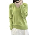 thumbnail image 2 of FDGIU Women's V Neck Cable Knit Sweater, Rib Hem Long Sleeve Loose Fit Pullover Tops Casual Knit Blouses, 2 of 7