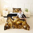 thumbnail image 2 of Metsweet Golden Dragon Twin Comforter Sets 2pcs, Gothic Rose Moon Bedding Set, Black Gold White,Black Reversible,1 Comforter and 1 Pillowcase, 2 of 6