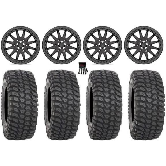 Valor V09 Beadlock 15" Wheels Charcoal 35" XCR350 Tires Can-Am Maverick R