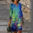 thumbnail image 1 of CEHVOM Robe Mi-Longue pour Femmes, Mode Décontractée, à Imprimé Floral, Ample, Grande Taille, à Col en V, 1 of 5