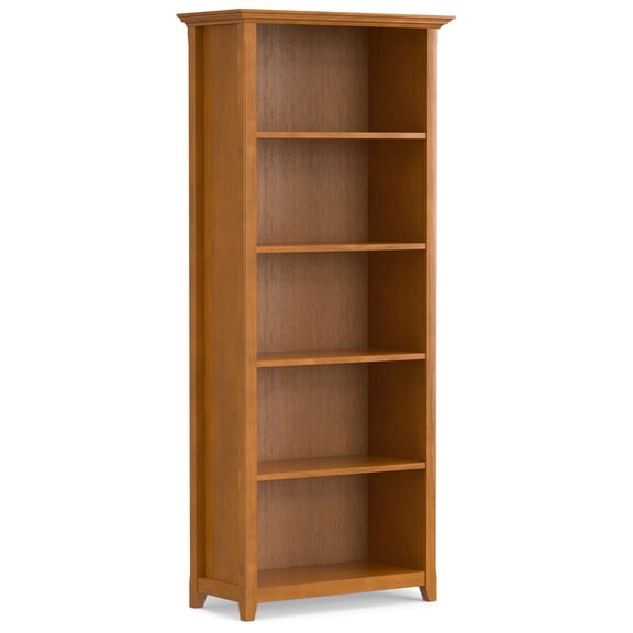 Amherst 30 inch Wide Solid Wood Transitional 5 Shelf Bookcase in Light Golden Brown