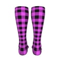 thumbnail image 6 of Rateoe Purple Black Buffalo Plaid print Women's Men's Novelty 20in Crew Socks Cotton Socks Knee High Socks for Walking,Running,Nurses,Pregnancy-One Size, 6 of 8