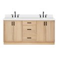 thumbnail image 2 of Ariel Kelly 73 Inch Double Oval Sink Bathroom Vanity With Pure White Quartz Countertop 1.5 Inch Edge In White Oak, 2 of 12