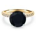thumbnail image 3 of Gem Stone King 10K Two Tone Gold Black Onyx and Lab Grown Diamond Engagement Ring for Women | 3.20 Cttw | Round 10MM | Gemstone December Birthstone | Size 7, 3 of 6