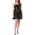 thumbnail image 1 of VESTIDO DE MUJER INSPIRE CHIC Con Tirantes Ajustables y Lentejuelas Brillantes Vestidos Mini A-Line S Negros, 1 of 6