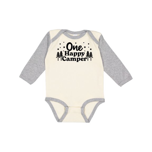 Inktastic One Happy Camper Boys or Girls Long Sleeve Baby Bodysuit