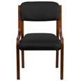 thumbnail image 2 of Contemporary Walnut Wood Side Reception Chair with Black Fabric Seat, 2 of 5