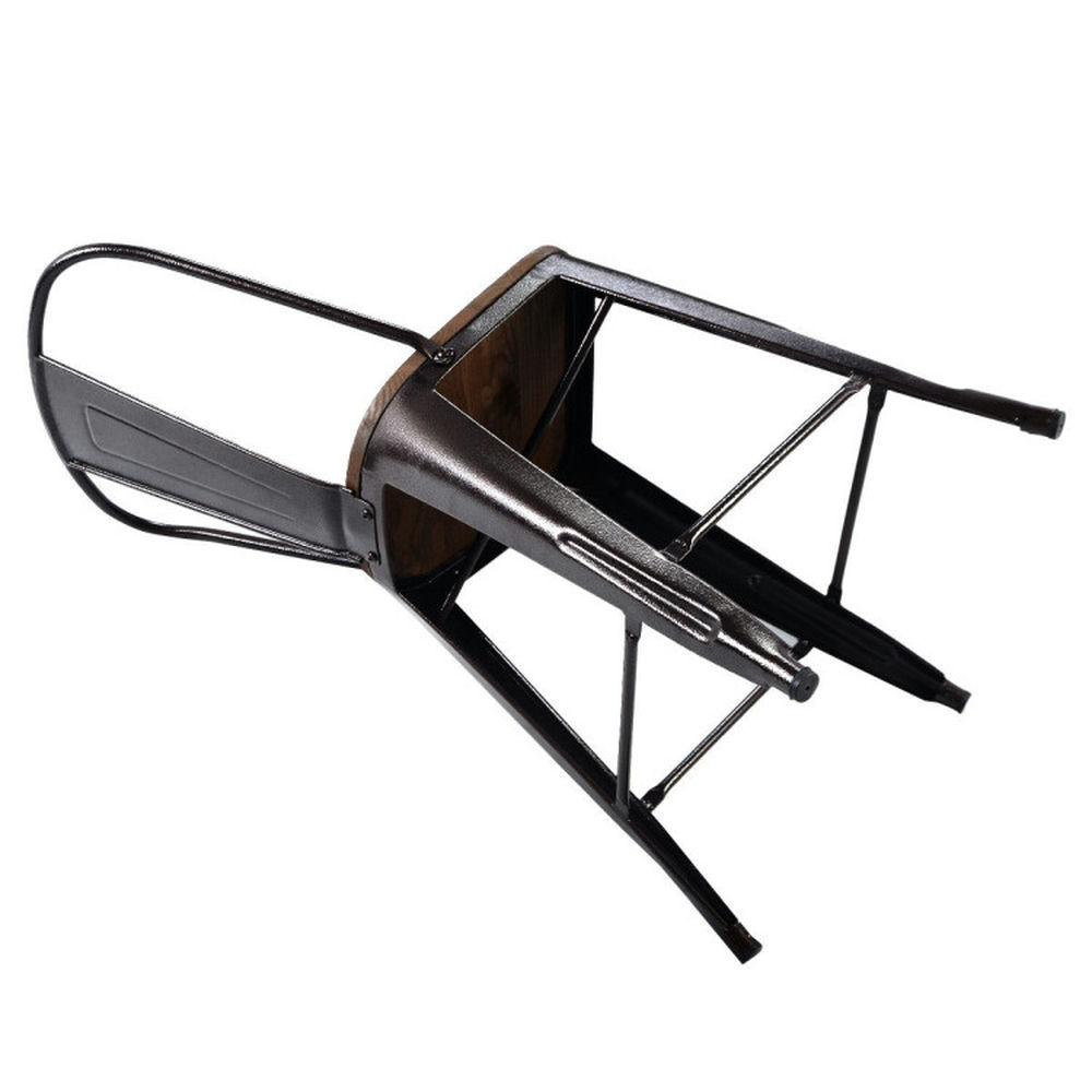 Demi Bonn Set of 4 Industrial Metal Counter Bar Stool Dining Chairs with Removable Backrests, Brown