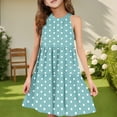 thumbnail image 2 of ZACPNCV Girls' Sleeveless Dress Summer Casual Sundress Skater Swing Twirly Halter Dress Blue 4-5 Years, 2 of 7