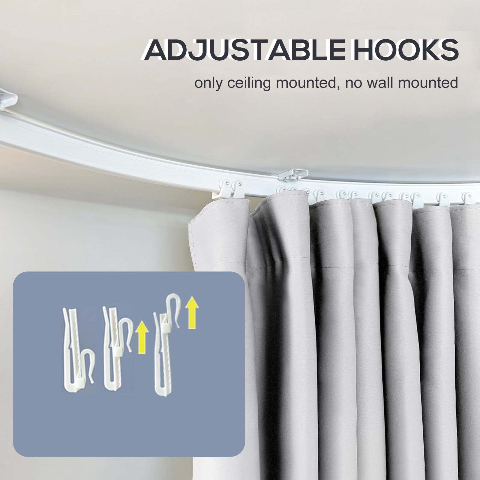 CBSRORO Room Divider Blackout Curtains with Ceiling Mounted Curtain Track Set,1 Panel White Divider Curtain and White Flexible Curtain Track for Room Separation