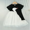 thumbnail image 6 of WIBACKER 2-8T Kid Girls Short Sleeve Dresses Summer Cartoon Swan Patchwork Lace Tulle Princess Dress, 6 of 6