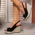 thumbnail image 4 of Dress Sandals for Women Ladies 2025 Summer Black Peep Toe Platform Chunky Wedge High Heels Dressy Sandals, 4 of 6