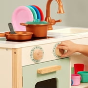 Battat Two n One Wooden Kitchen Café with Dishes and Chalkboard, Toddler and Preschool Toys