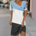 thumbnail image 2 of XuJwPNcy Dresses for Women V Neck Color Block Short Sleeve Summer Dresses Fashion Casual Sundress, 2 of 5
