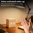 thumbnail image 4 of VAIFTILNO Minimal Wooden Block Digital Desk Clock, 2.4in Cube with Voice Control, Alarm, Time, Date, Temperature Display for Bedroom Office (Khaki), 4 of 8