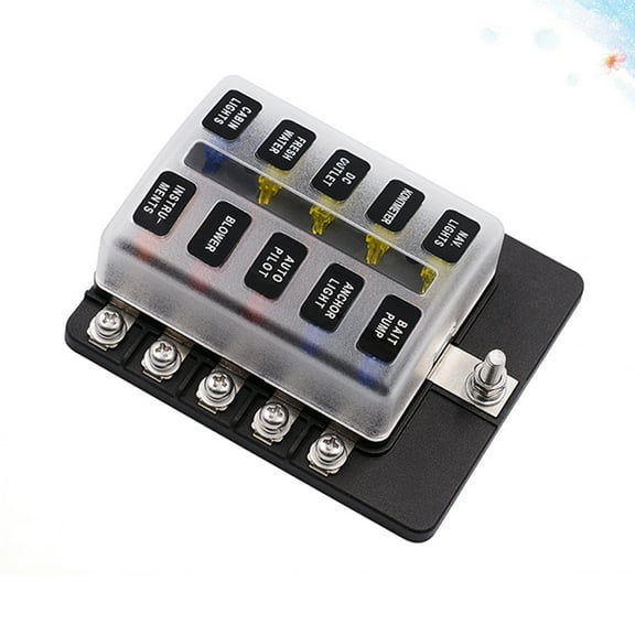 Universal 10 Way Fuse Box Block Fuse Holder Vehicle Circuit Automotive Car Fuse Accessory Tool Black 12-36v