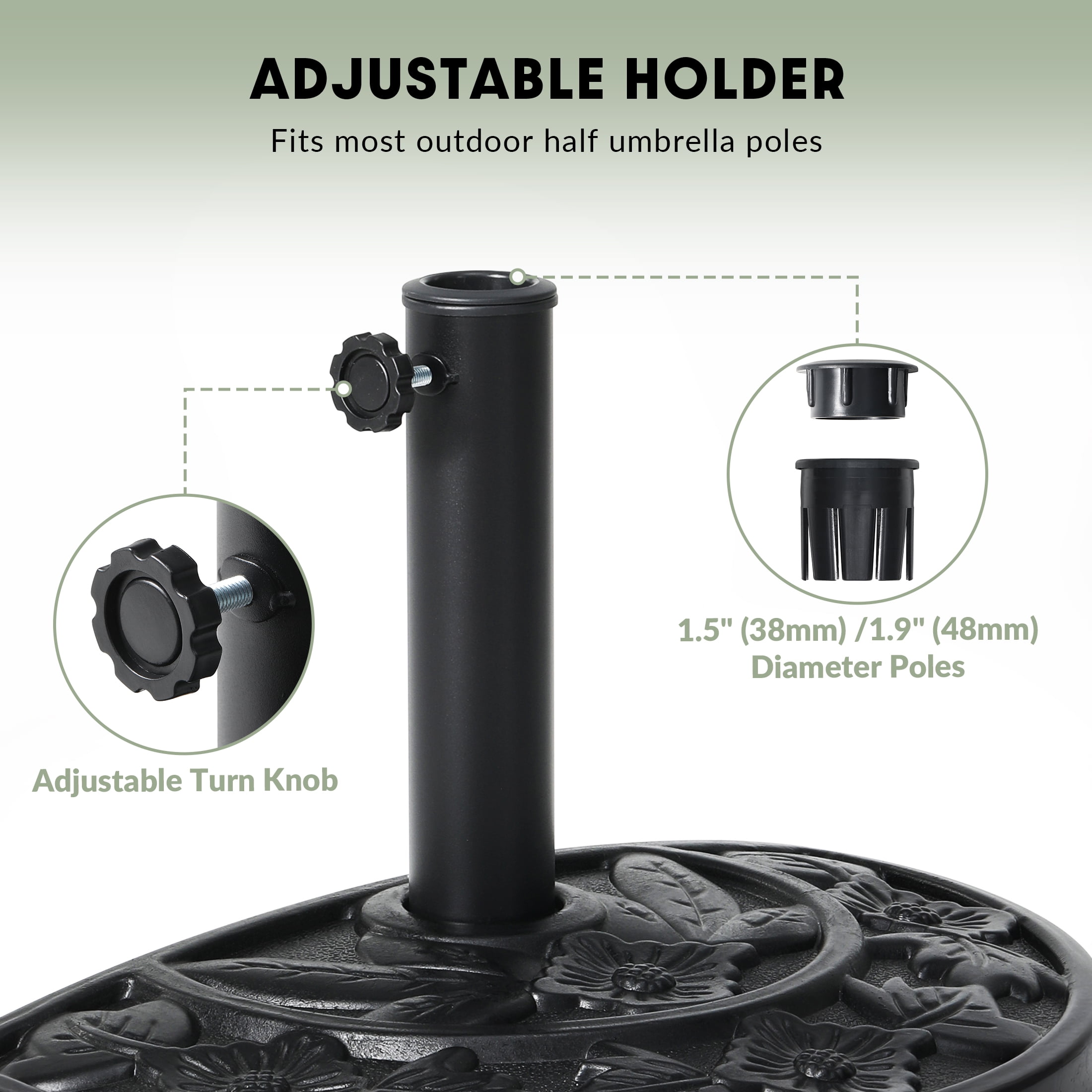 WestinTrends Sturdy Freestanding Resin Umbrella Half Base, Black