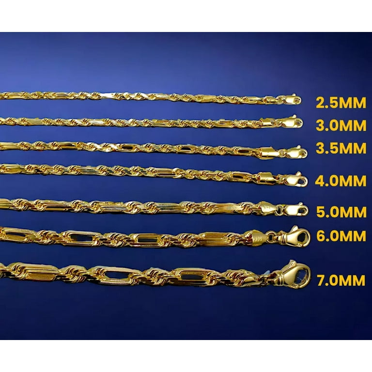 14K Yellow Gold SOLID Milano Figaro Rope Chain Necklace Diamond