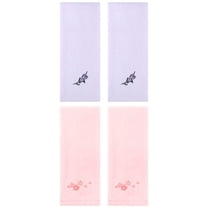 Unique Bargains 4 Pcs Floral Embroidered Cotton Hand Towels 13" x 29" Pink/Purple