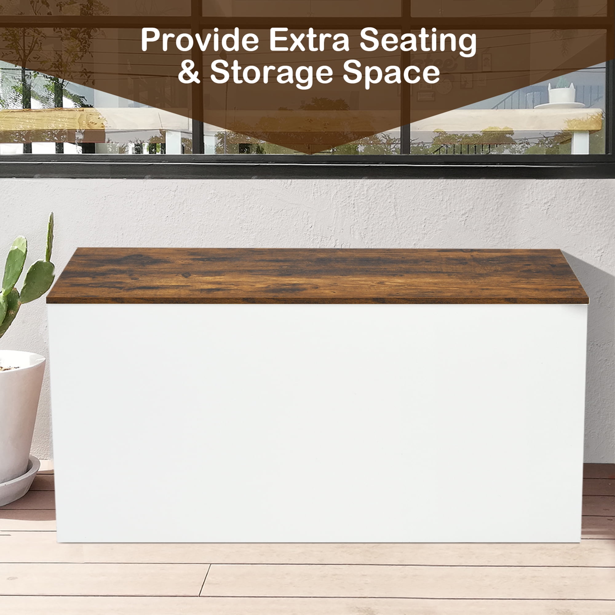 Gymax Flip-top Storage Chest Lift Top Storage Bench Wooden Deck Box Toy Box