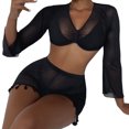 thumbnail image 3 of Swimsuit Coverup for Women Tassel Trim Top With Shorts Set Beach Wrap Bikini Wraps Swimwear Set Bathing Suits, 3 of 7