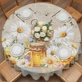 thumbnail image 2 of Daisy Honey Round Tablecloth 54 inches Bee Blue Flower Home Sweet Spring Wildflowers Waterproof Oil-Proof Table Cloth Round Table Cover for Holiday Party Picnic Dinner Decor Indoor and Outdoor Use, 2 of 9