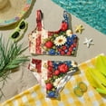 thumbnail image 5 of 250th Anniversary Flag Girls Swimsuits Size 10-12 2 Piece Set Patriotic Beach Vacation American Flag Floral Print Bikini Set Summer Sleeveless Girls Clothes Swimsuits Swimwear Wine 3-4 Years, 5 of 8