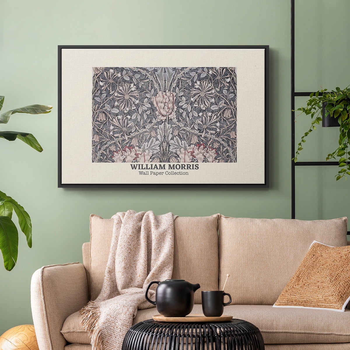 Vintage Abstract Print-XLV Framed in Black Wood Gallery Wrapped Canvas 27 in. x 41 in.