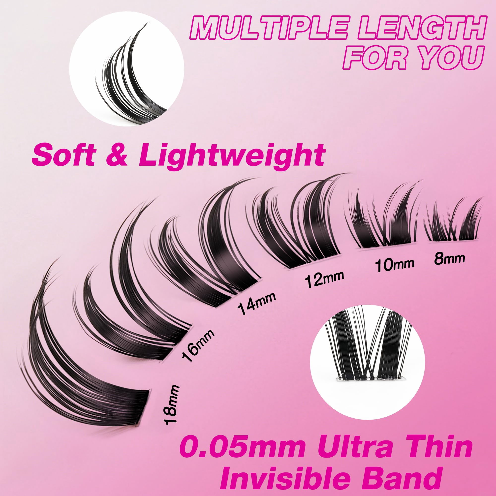 VEYESBEAUTY Bunny Lash Clusters, Fluffy Lashes with Invisible Band, Individual Eyelashes Lightweight & Reusable, 112 Clusters Tray