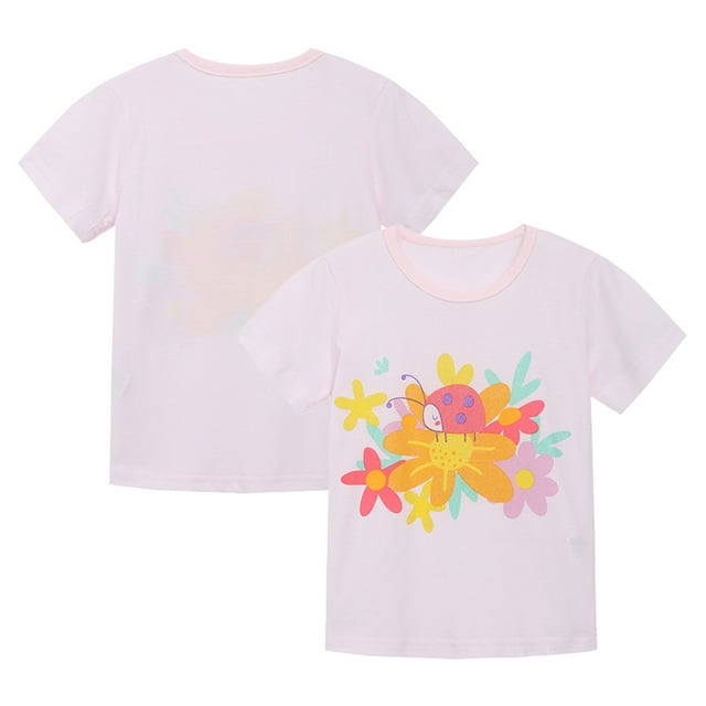KYAIGUO T-Shirt d'Été pour Bébé Fille 2-8 Ans, Manches Courtes, Décontracté