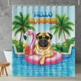 thumbnail image 2 of Hello Summer Bullmastiff at Swimming Pool Flamingo Swim Ring Shower Curtain Dog Lover Waterproof Bathroom Bathtub Curtain - 12009, 2 of 5