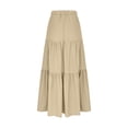 thumbnail image 2 of Roncen Women's Boho Maxi Skirt Summer Flowy Long Tiered A-Line Elastic High Waist Pleated Beach Skirt, 2 of 7