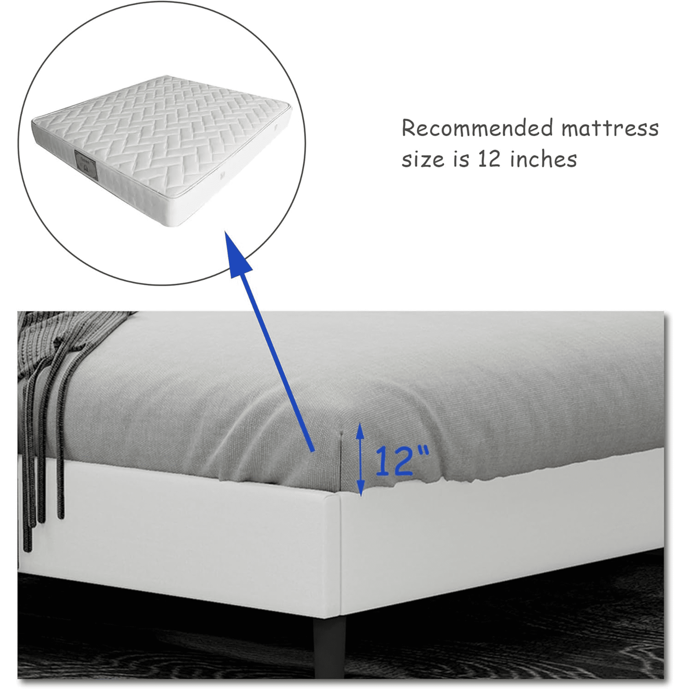 LEGAHOME Twin Size Upholstered Platform Bed, New Upgraded Twin Bed Frame with Rivet Decoration Headboard, Modern Single Bed for Kids Teens Boys Girls, No Box Spring Needed, White