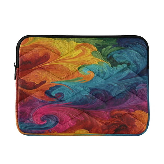 Quilted Laptop Sleeve for 13-16 Inch Laptops Protective Laptop Case Cover Lightweight Travel & Office Essentials Vibrant Colorful Tie-dye Pattern