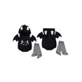 thumbnail image 2 of Cjfdfy Newborn Baby Boy Girls Halloween Costume Outfit Pumpkin Bat Cat Hooded Sleeveless Zipper Romper With Stripe Socks Infant Cute Animal Warm Hooded Sleeveless Jumpsuit 0-2Y, 2 of 9