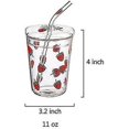 thumbnail image 2 of Precioso vaso de vidrio transparente de fresa de 10 onzas con tapa y pajita., 2 of 5
