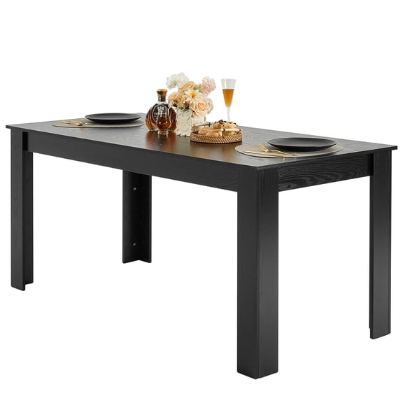 Toauuo 63in Black Rectangle Wood Dining Table, Kitchen Table for 4-6 Persons, Only Table, Sturdy Wear-Resistant Dinner Table for Home Restaurant