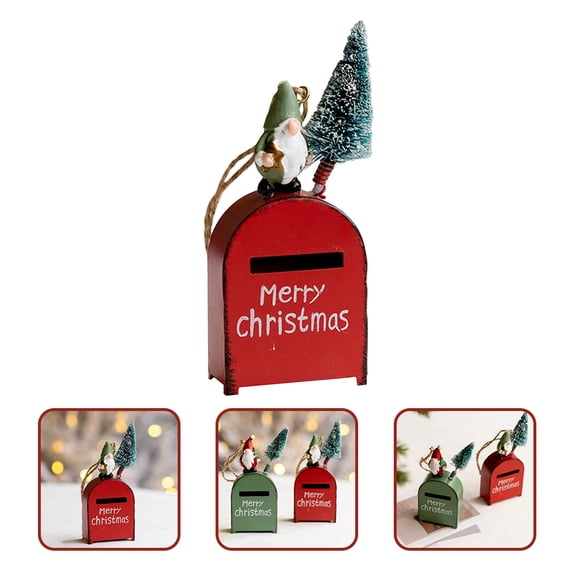 CATIEBYE 1Pcs Mini Tin Mailbox Hanging Decor For Christmas Tree And Home 10x4.5Cm Red