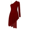 thumbnail image 6 of Zaldita Women Lyrical Dance Dress One Shoulder Split Asymmetrical Hem Modern Contemporary Dacnewear Burgundy L, 6 of 7