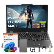 Lenovo LOQ 15.6" FHD 144Hz Gaming Laptop, 12GB DDR5, 512GB SSD, AMD Ryzen 5 7235HS, NVIDIA GeForce RTX 3050, Win 11 Pro, 720p Webcam, Backlit Keyboard, WiFi 6, Luna Grey, 128GB Docking Station Set