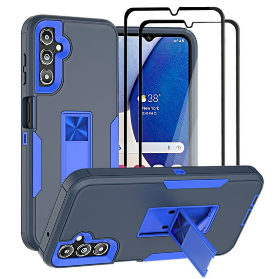 Aggxpf Samsung A14 5g Case Screen Protector Pack, Tempered Screen Protector Phone Case with Magnetic Kickstand Car Mount for Galaxy A14 5G, Blue