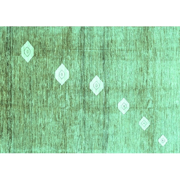 Ahgly Company Machine Washable Indoor Rectangle Abstract Turquoise Blue Contemporary Area Rugs, 3' x 5'