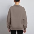 thumbnail image 5 of WTOBBY Women's Fashionable Hoodie Pullover Top with High Neck and Long Sleeves, Solid Color Loose Fit for Casual Wear, Cozy and Warm, Great for Outdoor Use,Khaki M, 5 of 6