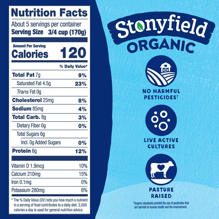 Stonyfield Organic Plain Whole Milk Probiotic Yogurt, 32 oz